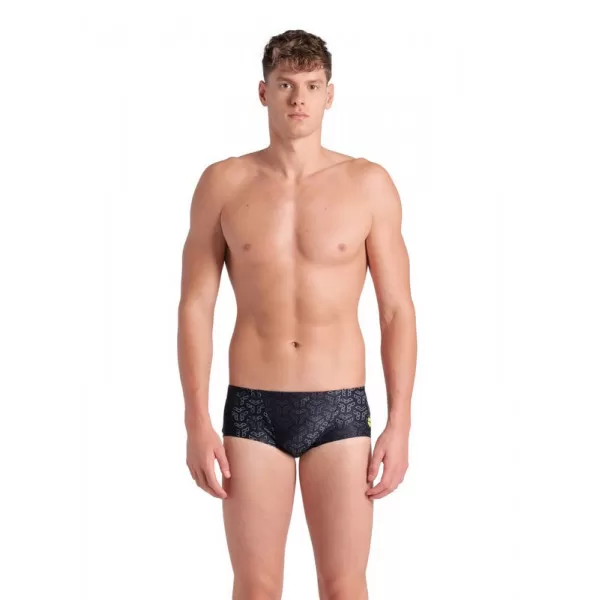 MENS ARENA MONOGRAM SWIMLOW WAIST SHORT BLACK MULTI-BLACK 